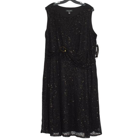 NWT Perceptions Dress Lace Boho Fairy Whimsigoth Glam Sleeveless Midi Black 20W - Picture 1 of 6